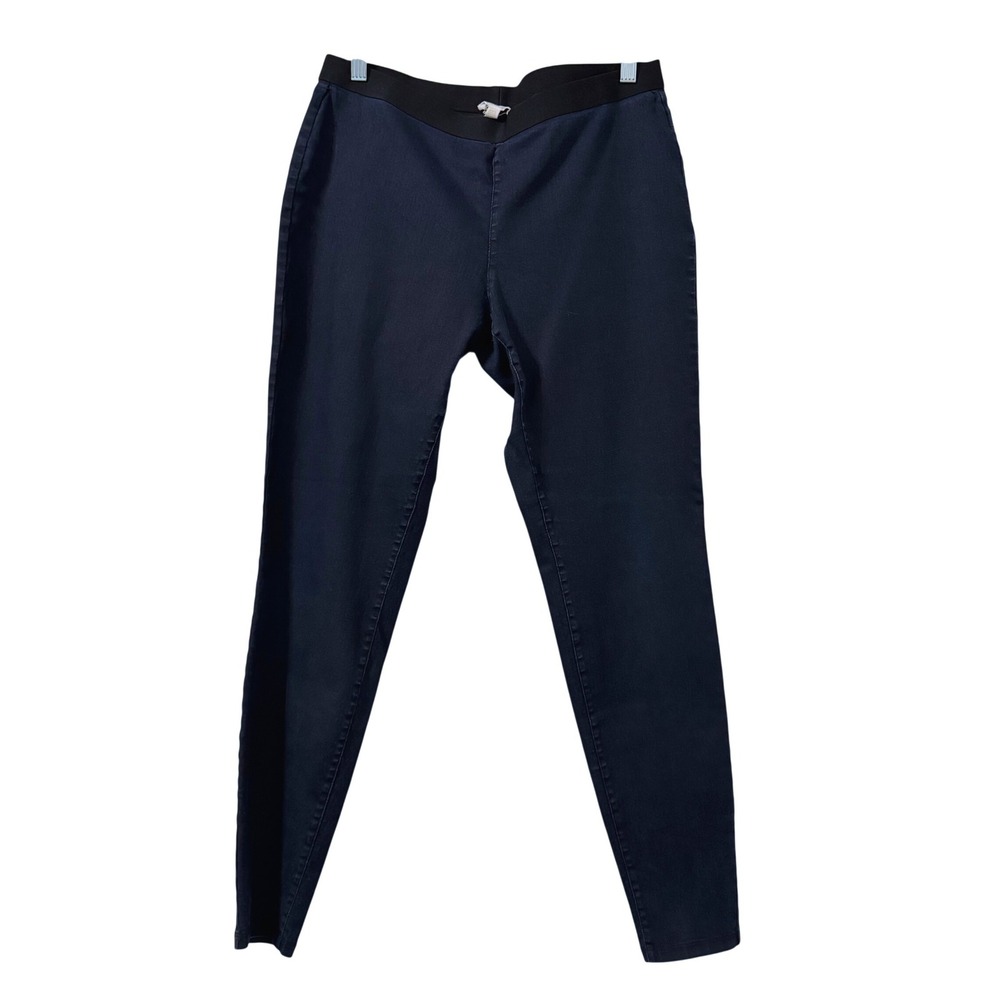Eileen Fisher Pull On Pants Womens M Navy Blue Skinny Stretch Jegging Minimalist